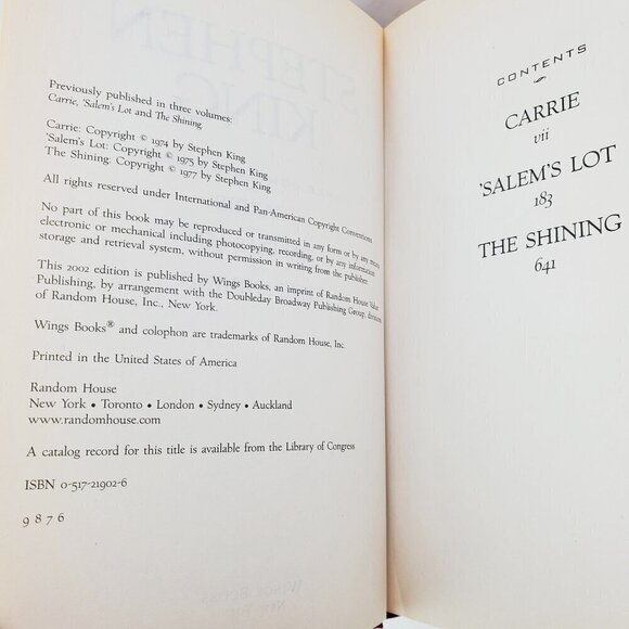 Stephen King Three Complete Novels Book Carrie Salem's Lot Shining HCDJ 2002 - Picture 4 of 10